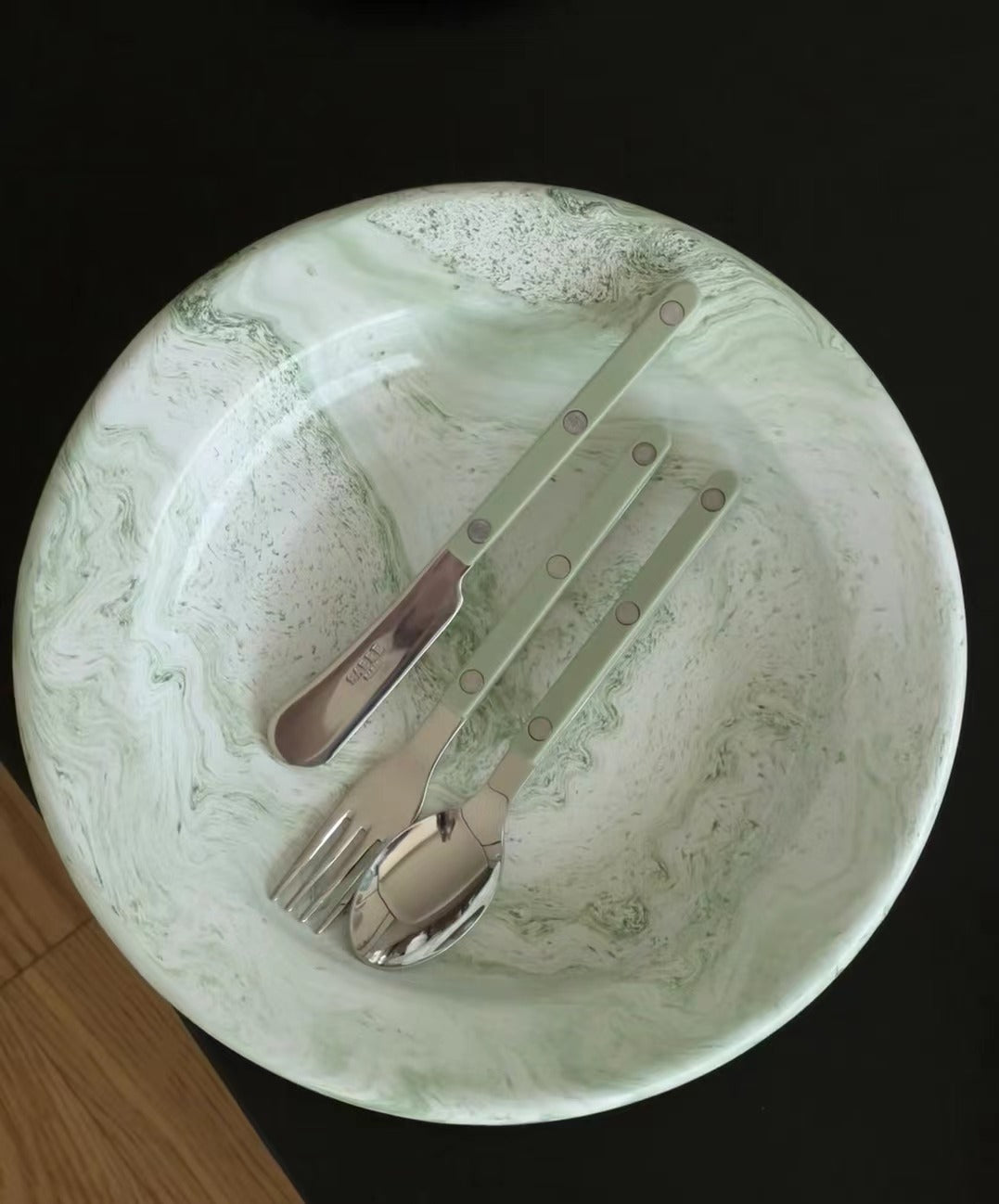 SABRE Paris Bistrot復古酒館系列 蘆筍綠亮面餐具