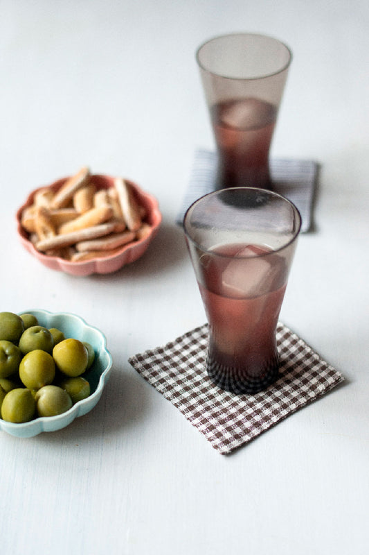 Fog linen work 亞麻杯垫 棕白格