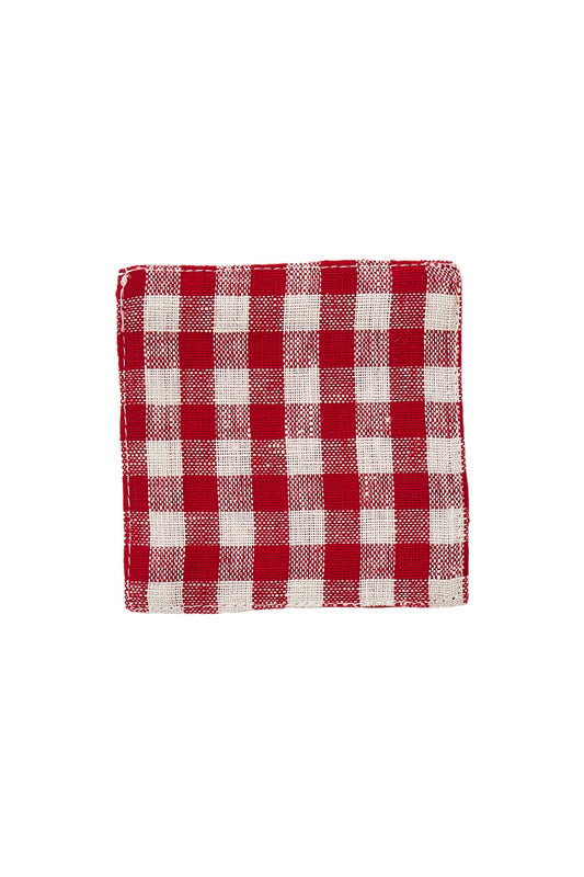 Fog linen work 亞麻杯垫 红白格