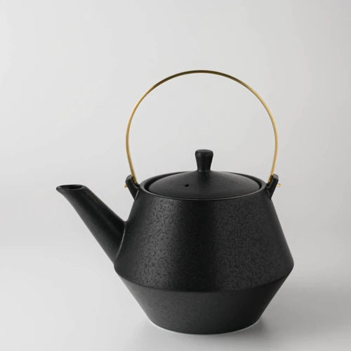晉山窯 Frustum陶土茶壺 黃銅手柄 三色 | 美濃燒