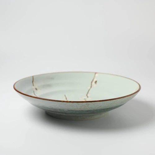 淡藍色梅花大深皿 | 美濃燒