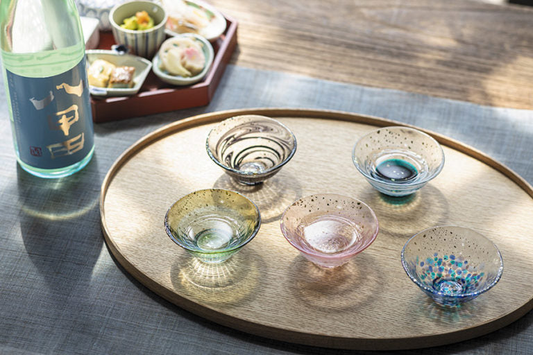 津輕琉璃 爽華金彩系列 清酒杯禮盒 – 夏影