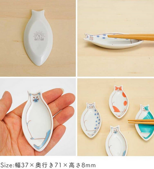 晴九谷 貓咪豆皿筷架禮盒 | 九谷燒