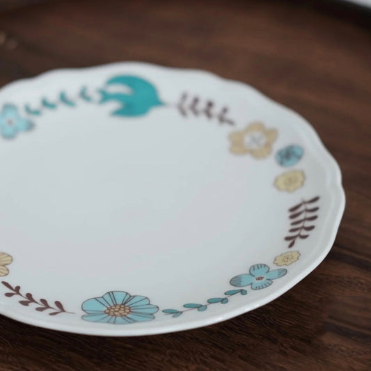 晴九谷 花語圓盤(兩色)| 九谷燒