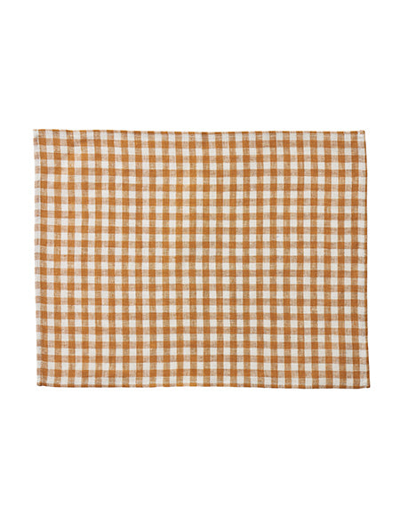 Fog linen work 亞麻餐墊 棕白格