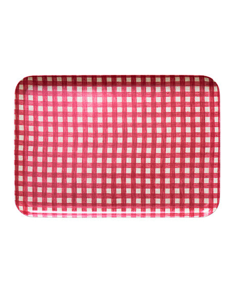 Fog linen work 亞麻面托盤L 紅白格