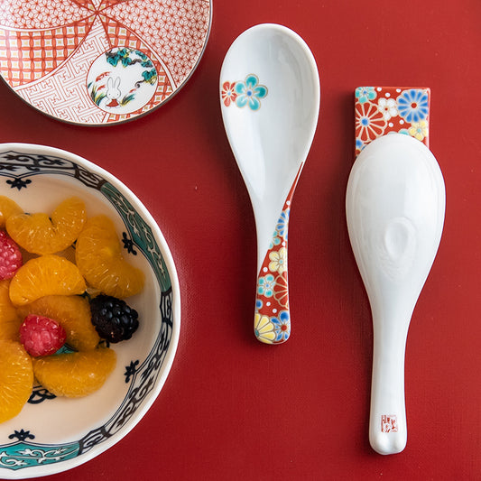 彩繪日本吉祥花紋湯匙(多款)| 九谷燒