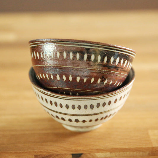 Rokuro Blut's |六魯 美浓烧 根古芽飯碗(棕色 / 白色)