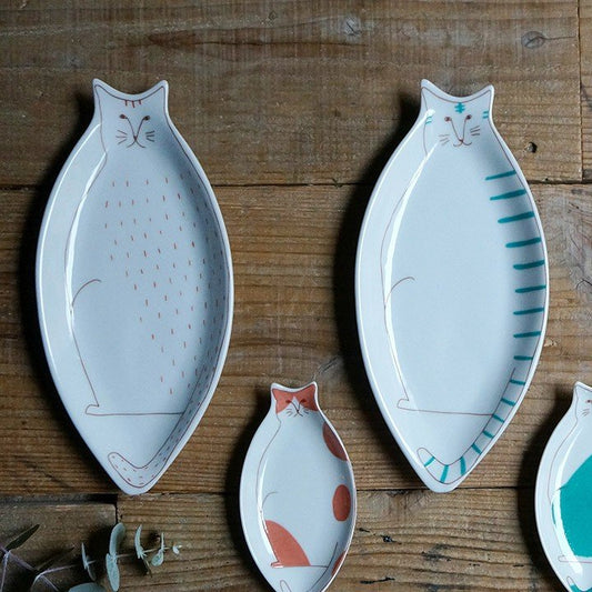 晴九谷 貓咪大盤 | 九谷燒