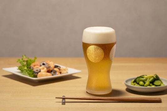 ADERIA石塚硝子 金箔日月紋磨砂啤酒杯禮盒