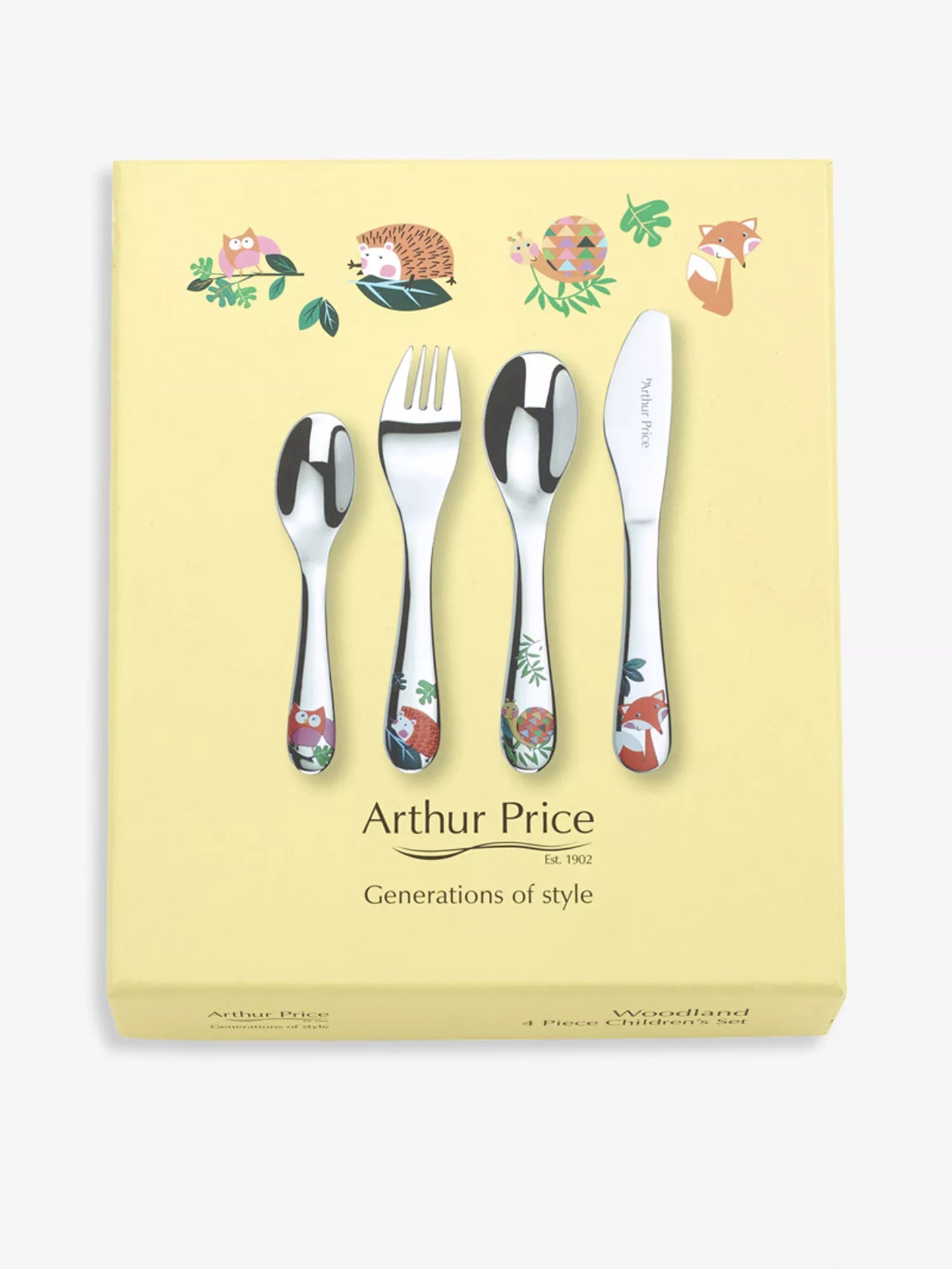 ARTHUR PRICE 兒童 4 件式不鏽鋼餐具組-森林動物系列