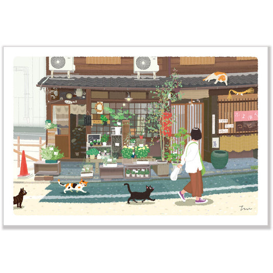 旅貓系列明信片 (京都花店) Tabineko Postcard Series (Flower shop in Kyoto)