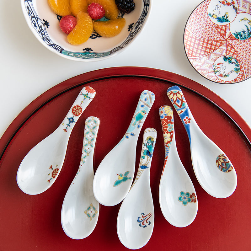 彩繪日本吉祥花紋湯匙（多款）| 九谷燒